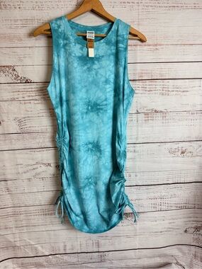 PINK Victoria's Secret Turquoise Tie-Dye Tank With Side Ruching Dress XL